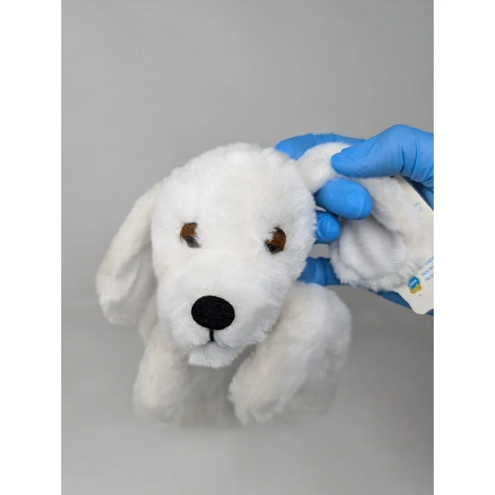 Vintage‎ Dakin Nature Puppets Funny Farm White Dog Plush Puppet 1974 Sleepy Eyes